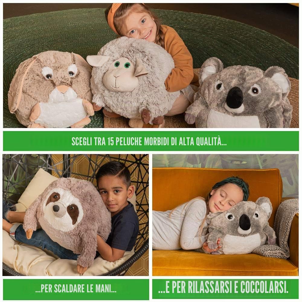 Peluche scaldamani a forma di animali del safari, simpatici cuscini per bambini, morbidi e soffici, cuscino riutilizzabile a forma di animale, regalo per ragazze, ragazzi, neonati