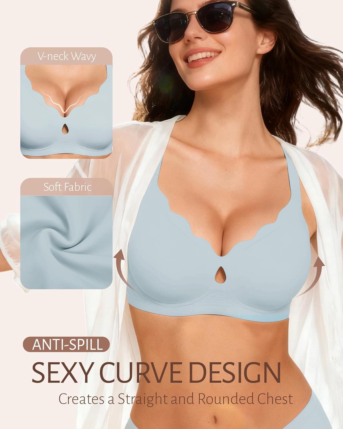 Gailife Bras for Women No Underwire Jelly Bras Wave Wireless Bras Seamless Full Coverage Bralettes Everyday Bras - Image 3