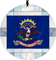 Vista 46 de New Hampshire Christmas Ornament - Faux Stained Glass Design Effect Featuring State Flag - 2026 Hanging Acrylic Disc Decoration for Tree - Unique