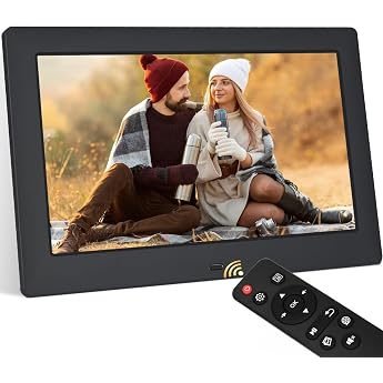 TSITSC 10.5 Inch Digital Photo Frame 1280 x 720 IPS Screen Electronic Picture Frame Calendar/Clock Function/Music/Photo/Video Player with Remote Control Supports USB/SD Card Black