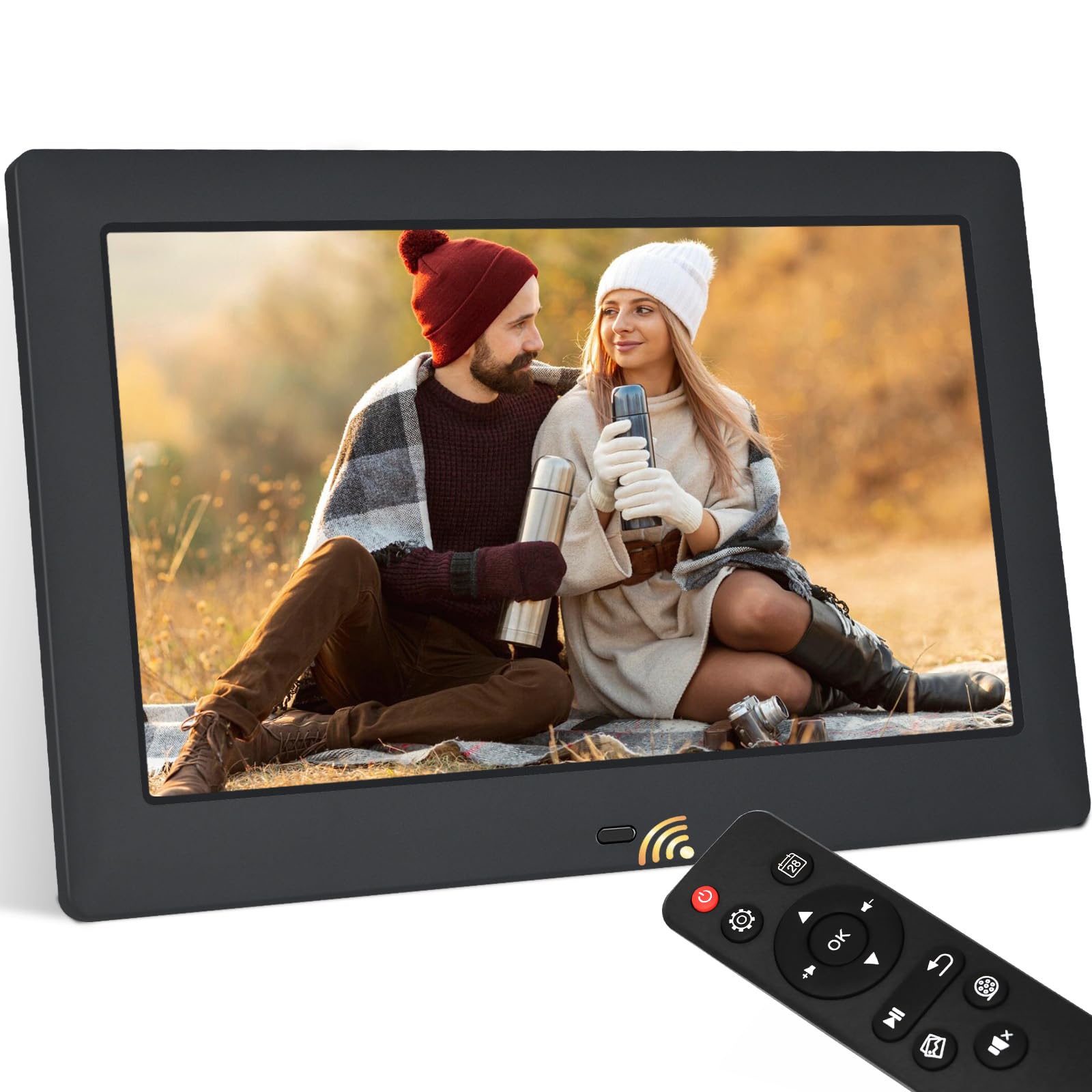 TSITSC 10.5 Zoll Digitaler Bilderrahmen, 1280 * 720 IPS Bildschirm Elektronischer Bilderrahmen Kalender/Uhrfunktion/Musik/Foto-/Videoplayer mit Fernbedienung, unterstützt USB/SD-Karte (Schwarz)