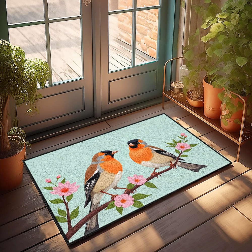 Paillasson entrée extérieure oiseaux colorés tapis ferme 50x80