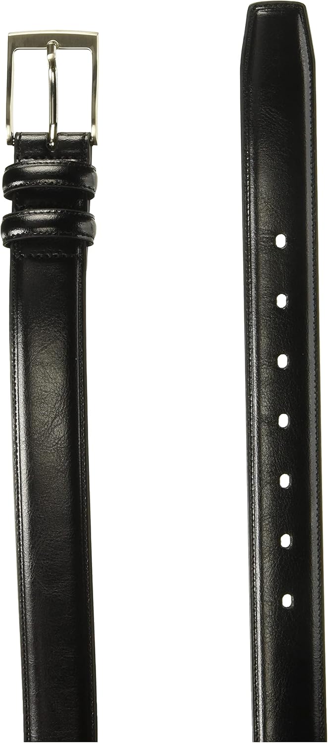 Perry Ellis Men's Hc Milled Leather Belt, Stitched, Two Loops, Antique Silver Buckle, 1.5” Width (Available in Big & Tall) - Image 3