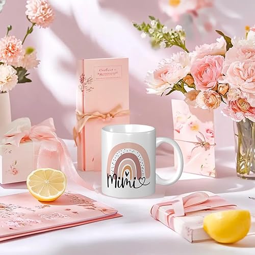 Vista 3 de Divertida taza de café Mimi, novedosa taza de regalo de cumpleaños de Navidad para mujeres, abuela, abuela de nieta o nieto, regalo de taza de té