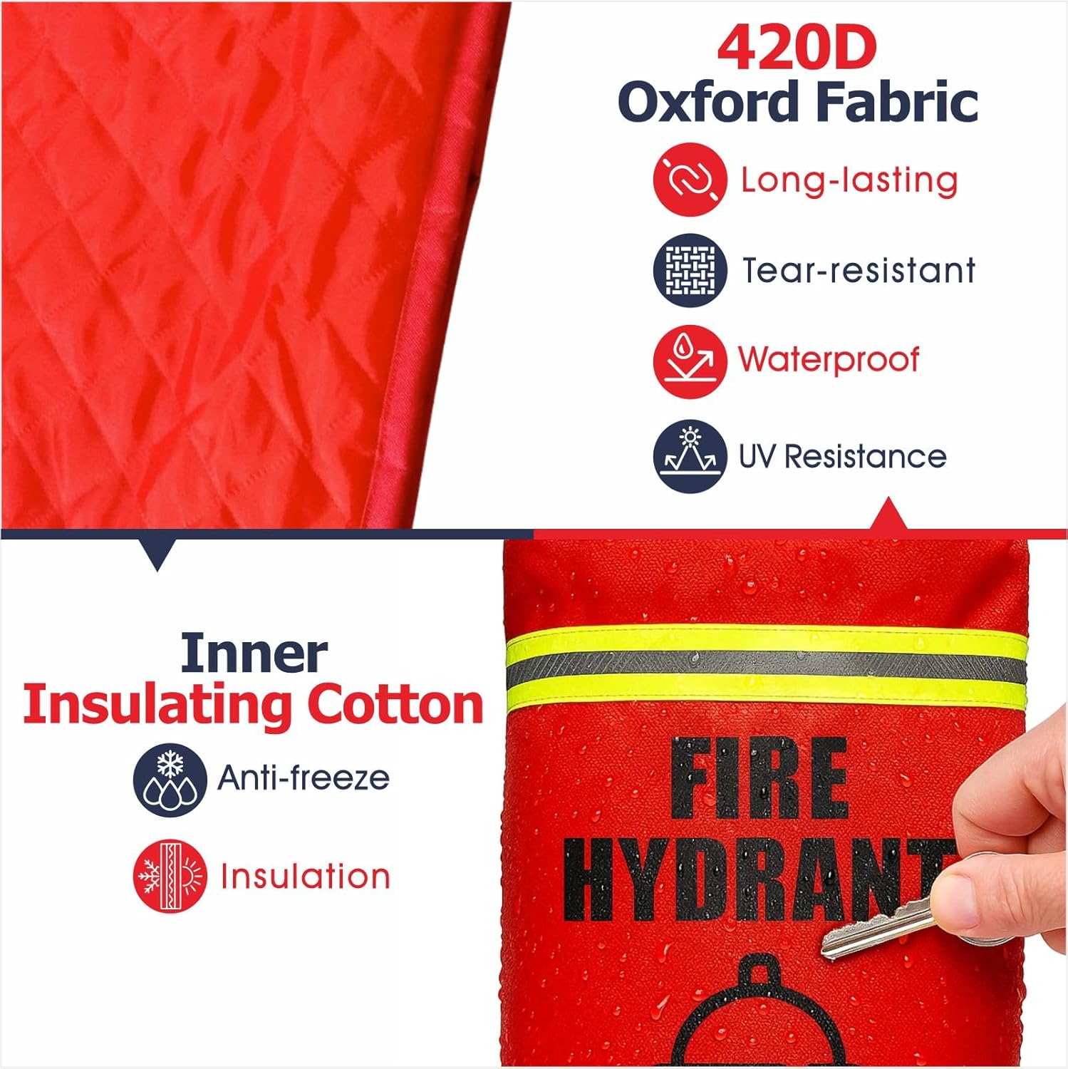 Fire Hydrant Cover - Heavy Duty 420D Oxford Waterproof & Anti-Freeze Protector, Outdoor Winter Thermal Insulation Bag, Fits 39x22" Hydrants (1 Pack)