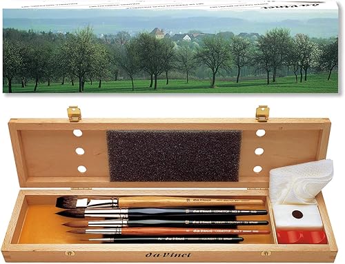 Miniatura 20 de da Vinci Brushes 4250DV - Juego de pinceles para acuarela, tamaño 2, tamaño inclinado 10, ovalado tamaño 12, negro 3