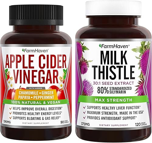 FarmHaven Cápsulas de vinagre de sidra de manzana con cápsulas de jengibre y cardo mariano