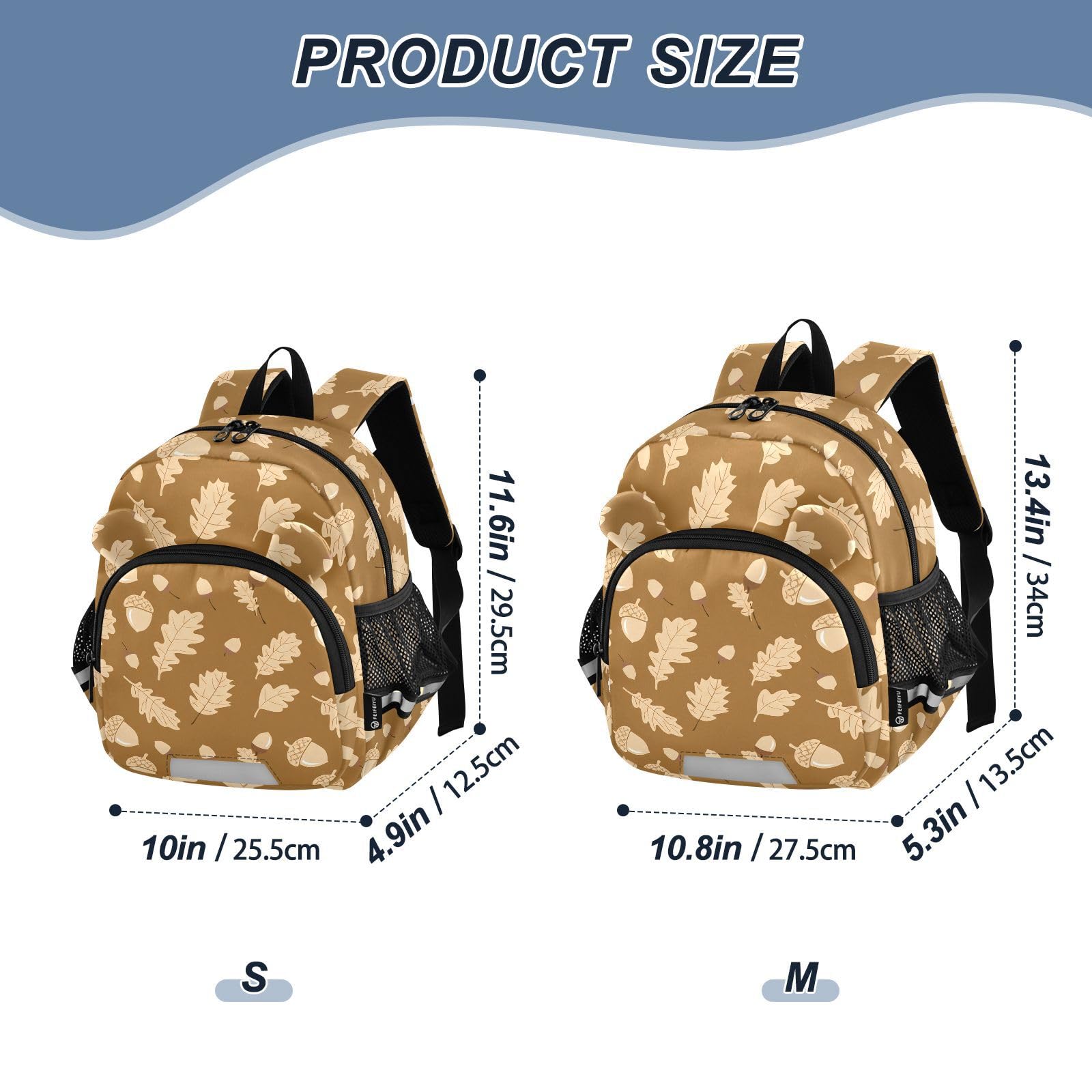 Oak Acorns Leaves Brown Toddler Harness Backpack for Boys Girls 3-6 Years Kids Backpack with Anti Lost Safety Leash Baby Travel Bag for Travel Preschool Walking