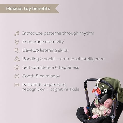 Miniatura 4 de Taf Toys Music & Light Ladybug Take Along Toy - Máquina portátil de sonido para bebé, chupete para recién nacido, móvil de cuna musical para bebés,
