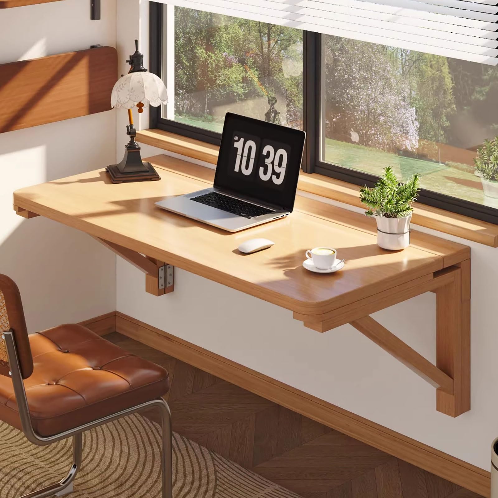 Table pliante murale bureau flottant en bois pour buanderie et cuisine