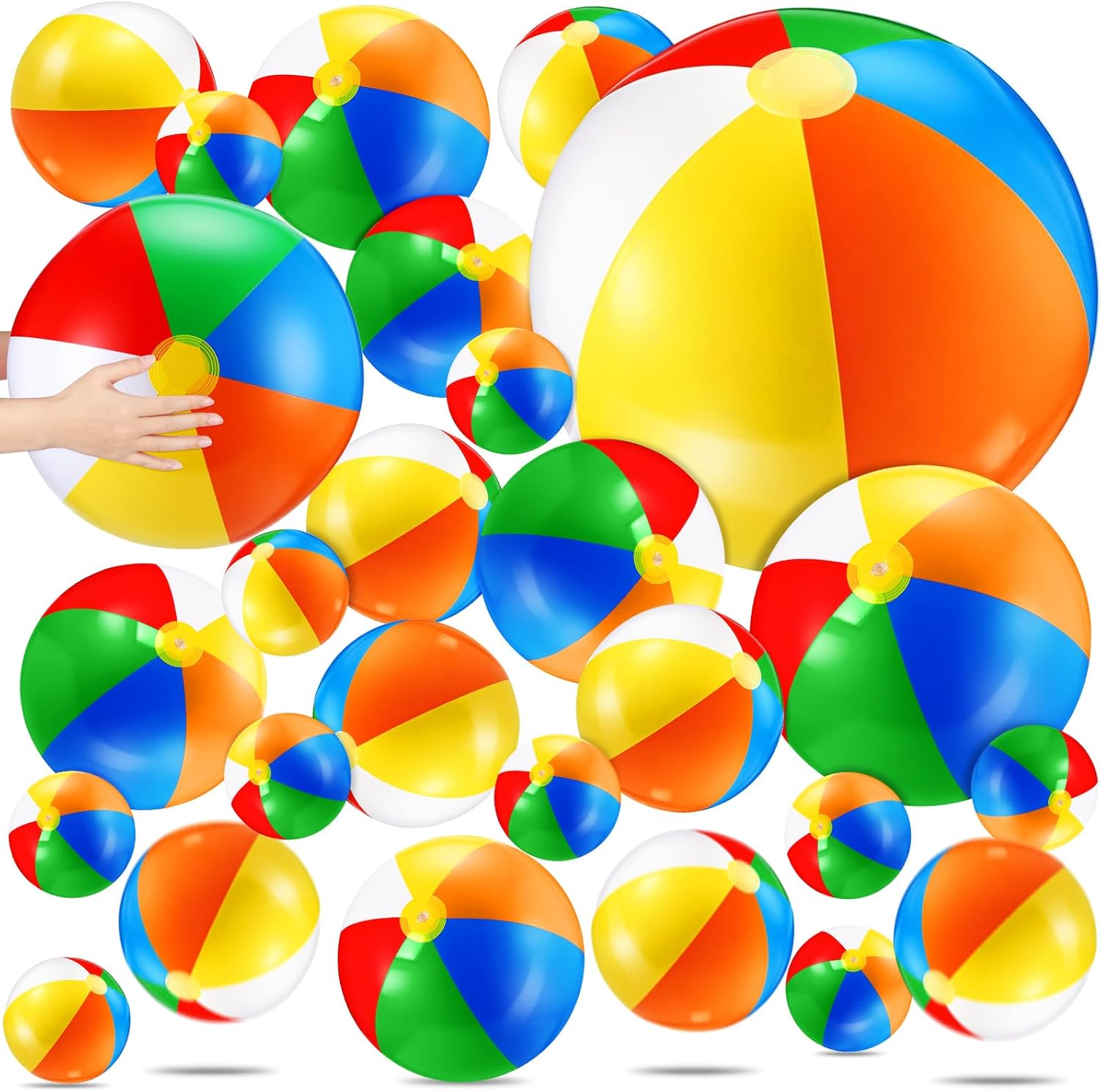 Realspring 36 Pcs Inflatable Beach Balls Bulk 6" 12" 16" 24" 40" Multiple Sizes PVC Summer Swimming Pool Ball for Adults Outdoor Beach Hawaii Water Games Party Decorations