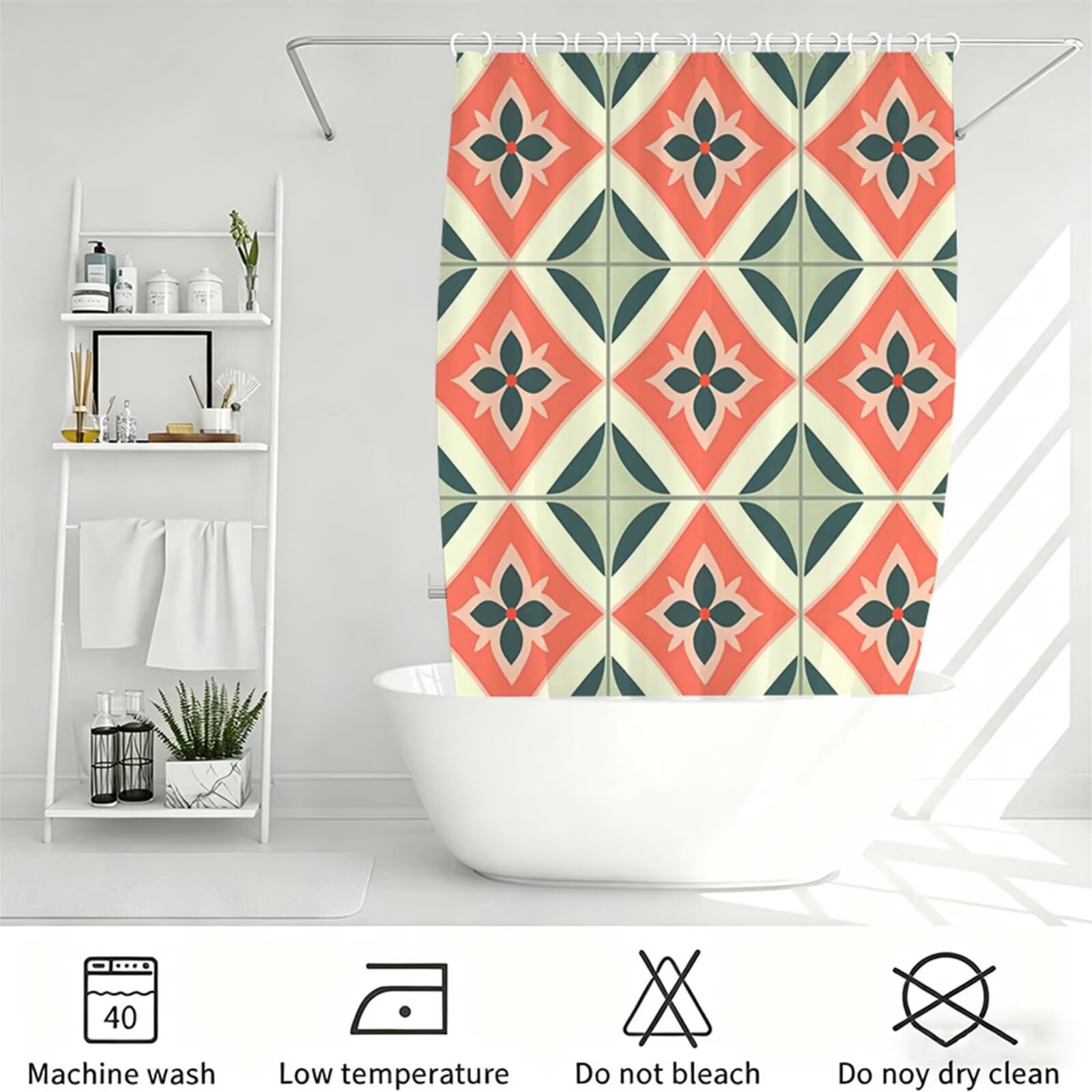 Tenda Doccia 180x240cm Verde salvia Tenda per Doccia con 12 Anelli, Bordo Ponderato, Polyester Tessuto Lavabile, Asciugatura Rapida, Facile da Pulire, per Bagno Dormitorio Hotel moderno J-357