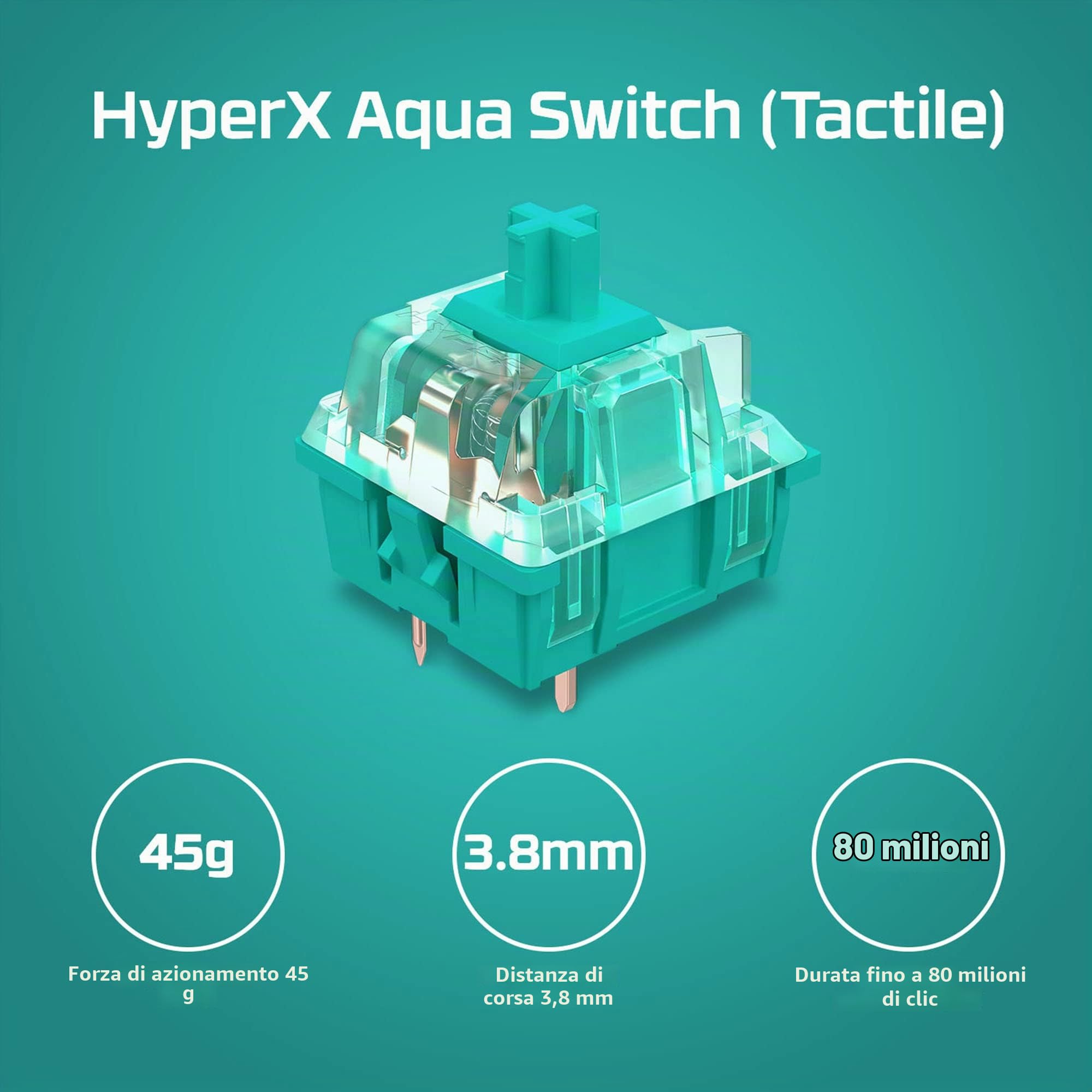 HyperX Alloy Origins PBT, Tastiera Meccanica da Gaming Cablata, Illuminazione RGB, Telaio in Alluminio, 80 Milioni di Pressioni, Copritasti presenti, 3 Dispositivi Collegabili, Layout Inglese, Nera