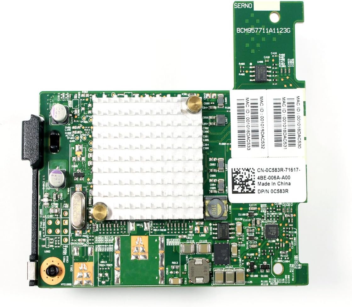 C583R 0C583 Broadcom DCE(57711) 10GbE Dual Port Nextreme II Controller NIC Mezzanine Card For M-Series Blade System (PowerEdge M600 / M605 / M610 / M710 / M805 / M915)