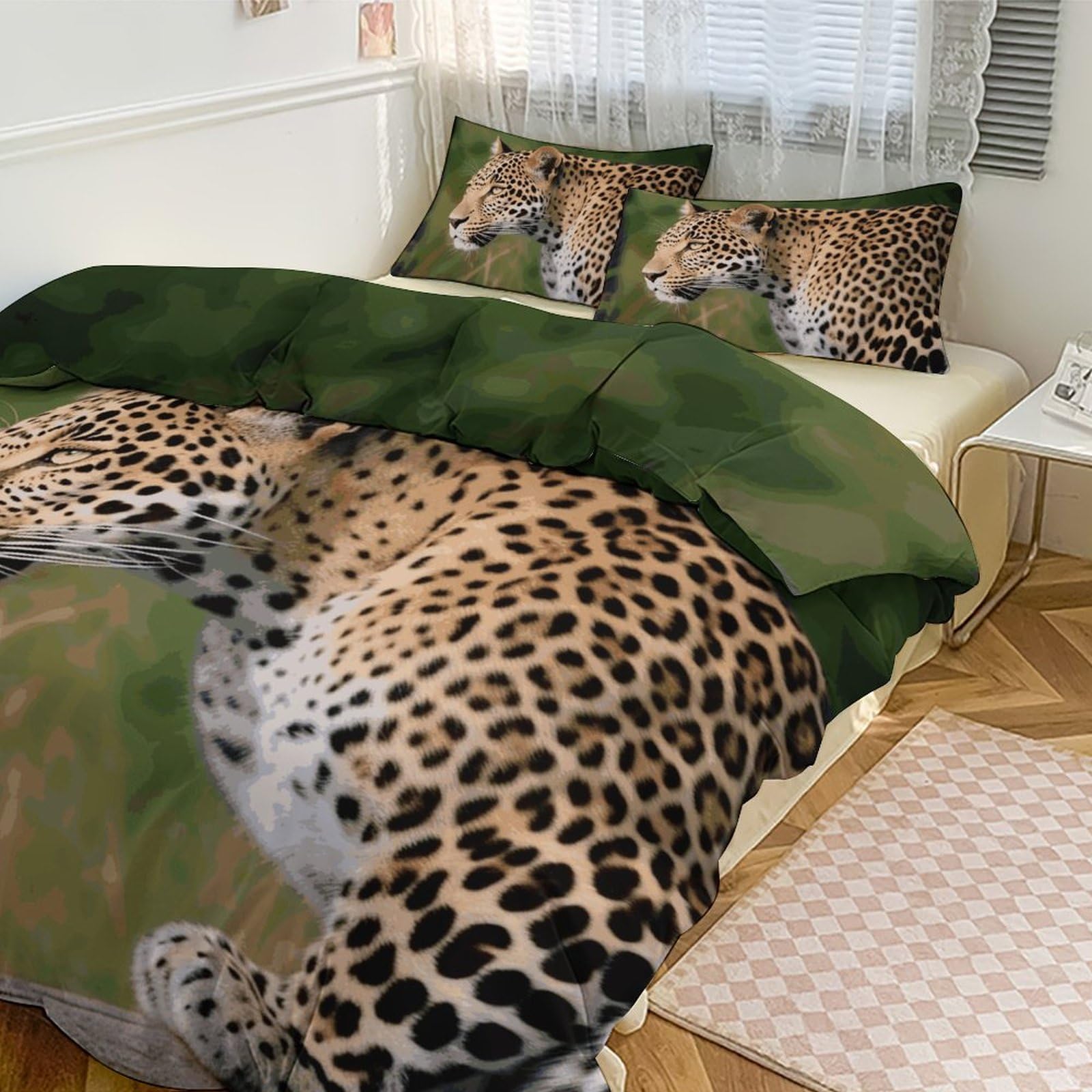 Parure de lit imprimé léopard africain 3 pièces épaisse avec couette 218 cm