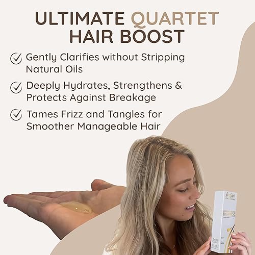 Miniatura 4 de Vitamins - Champú de queratina para tratamiento capilar con biotina, proteína de colágeno y aceite de ricino para cabello rizado, ondulado y lacio,