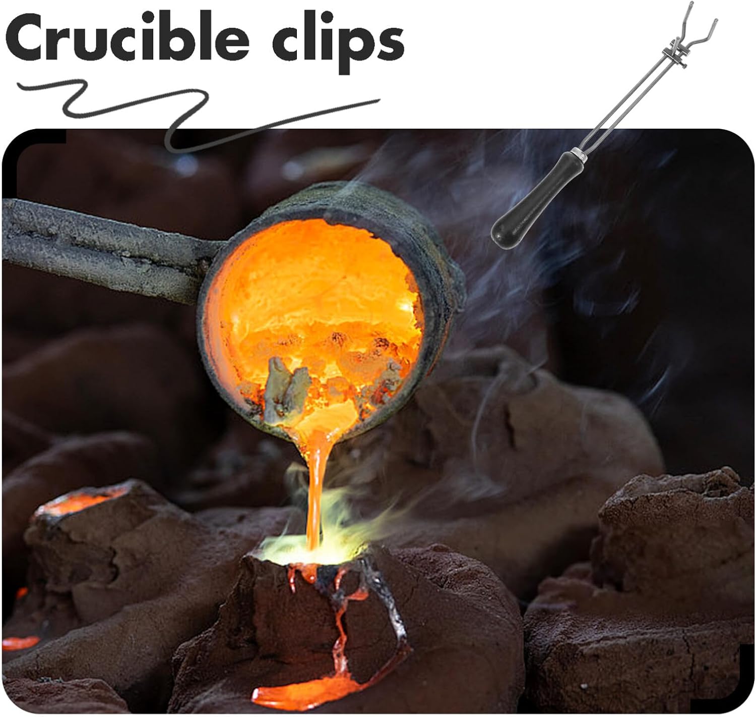 Black Carbon Steel Crucible Tongs for Melting and Casting Work