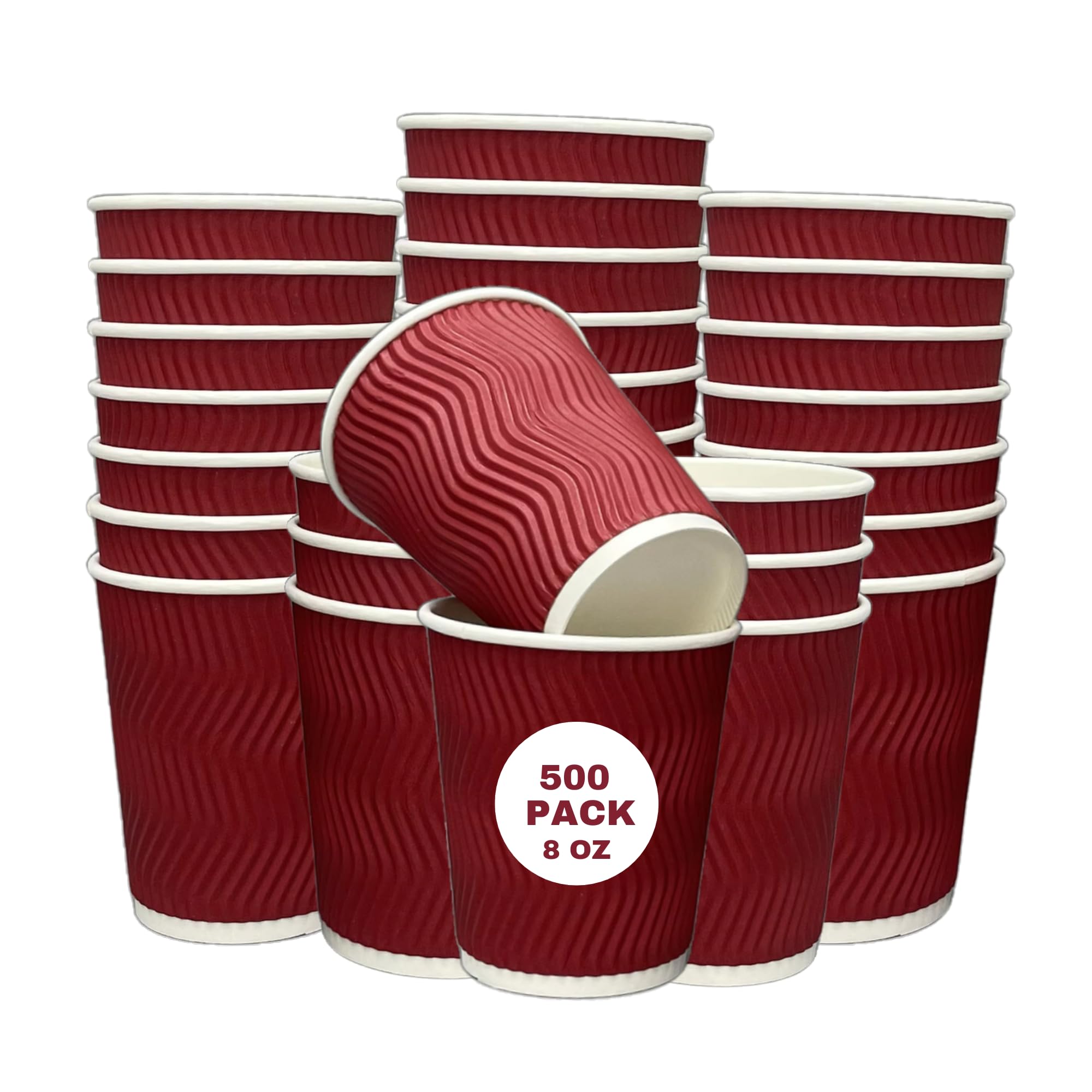 500pk 8oz Triple Wall Paper Cups (Red)