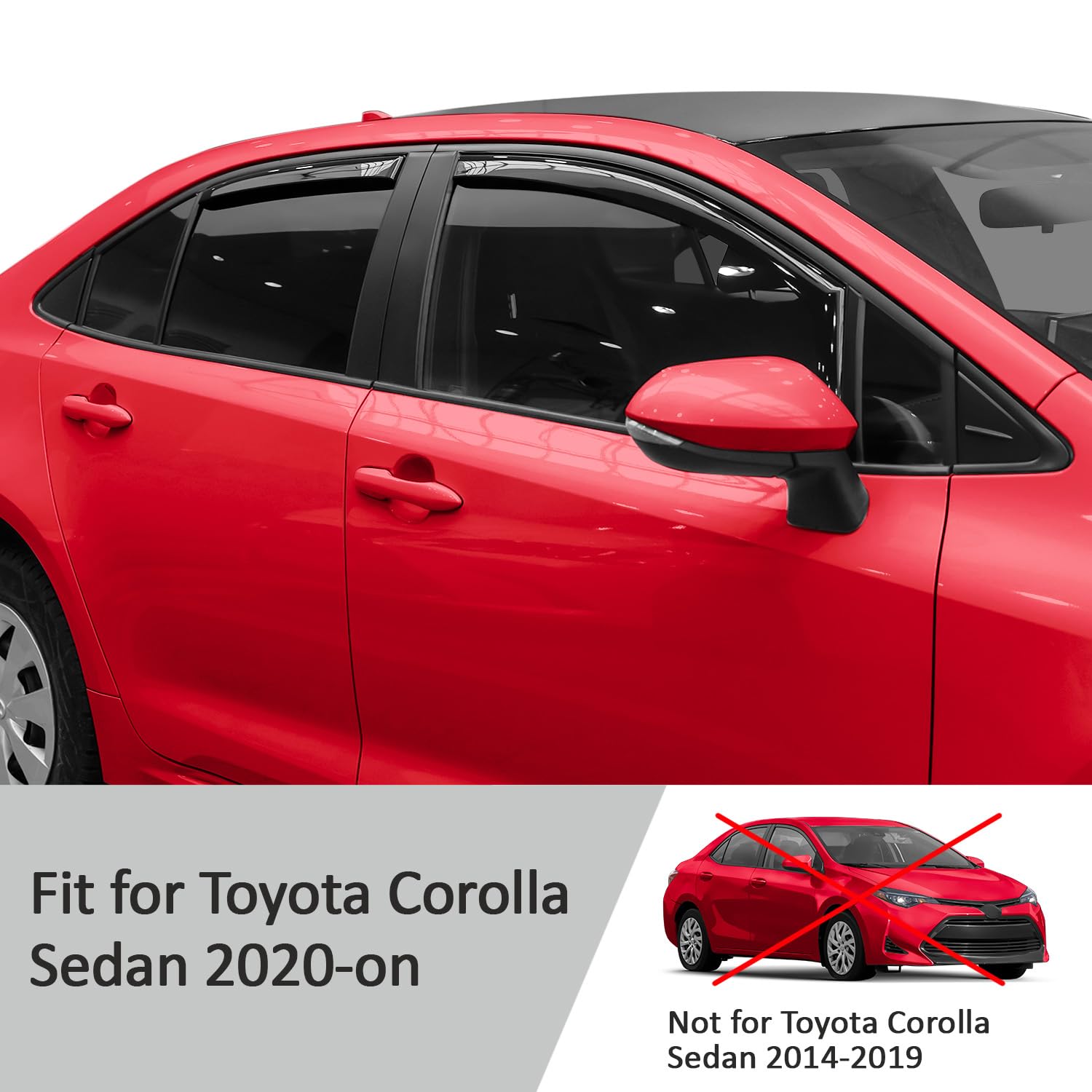 2020-2024 Corolla Window Visors In-Channel Window Deflectors For Toyota Corolla 2020-2024 - 4 Piece Rain Guards & Vent Visors - Foto 8
