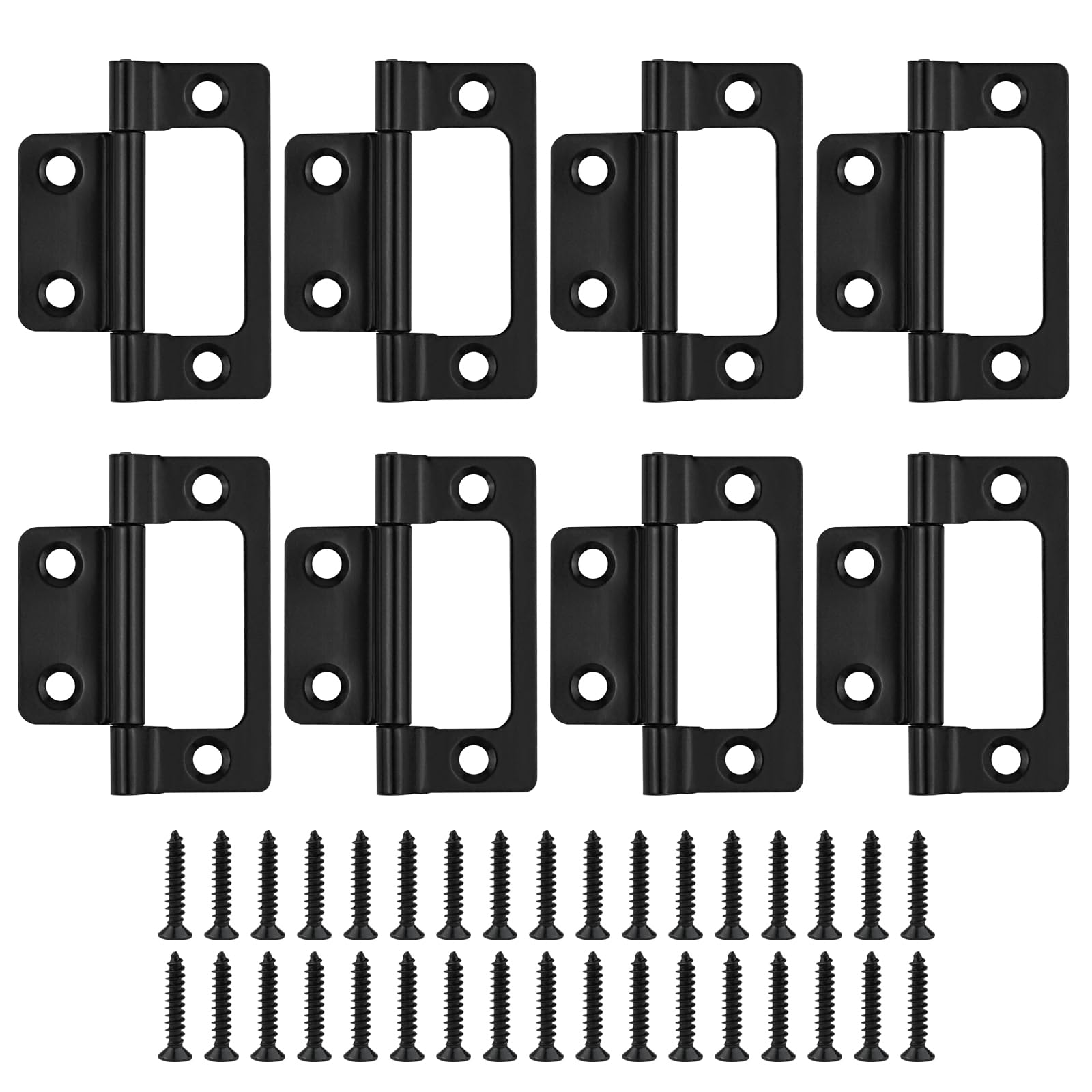 MABAHON 8PCS Antique Hinges,Black Flush Hinges-51 * 25mm(2 inch), Retro Door Hinges with 34PCS Hinge Screws for Cupboards,Cabinet Doors, Retro Jewelry Box,Chests Boxes (Black)