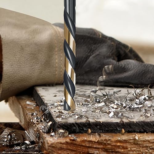 Miniatura 6 de BeHappy Juego de 29 brocas de cobalto, punta de 135 grados de acero de alta velocidad con acabado negro y dorado, acero inoxidable, plástico y