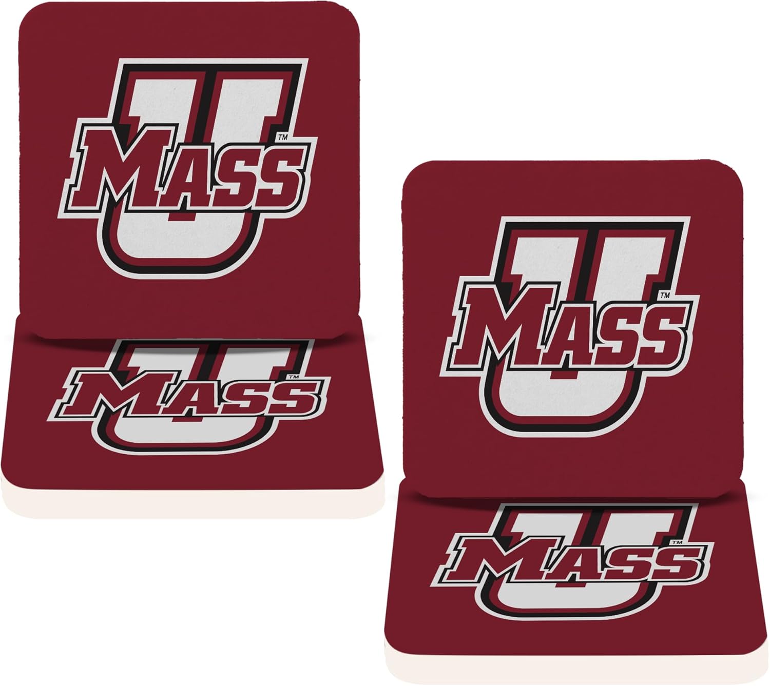 Desert Cactus University of Massachusetts Coaster UMass Minutemen Water Absorbent Drink Square Coasters - Made from Natural Sandstone (Square 4 Pack - A)