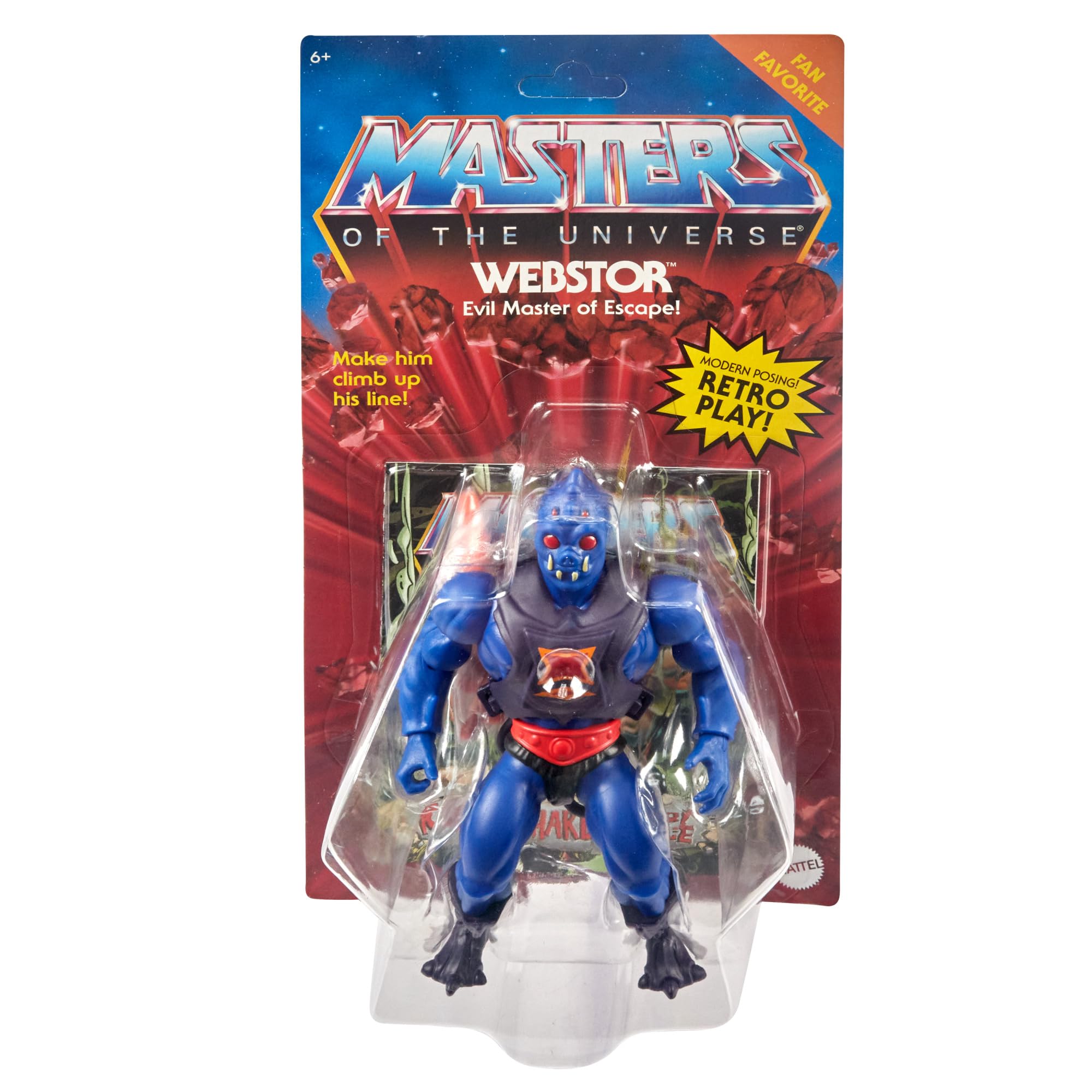 Masters of the Universe Origins Action Figure, Webstor Collectible, MOTU Master of Escape, 16 Posable Joints, 5.5 Inch with Accessories, HYD22