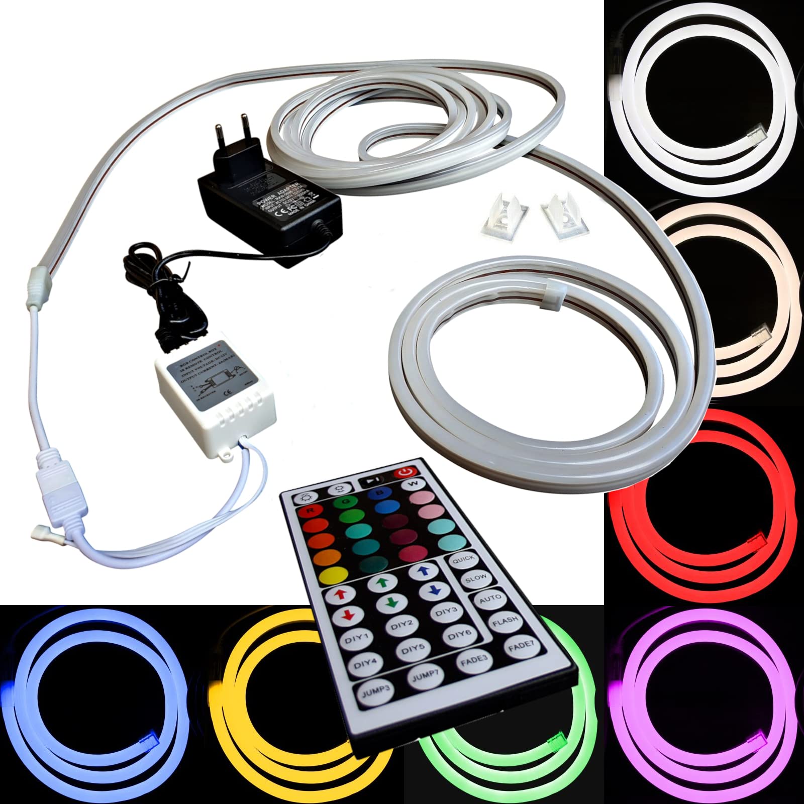 12V / 230V (Netzstecker) LED RGB Streifen Stripe Licht Unterbankbeleuchtung Saunabeleuchtung Saunalampe (RGB, 2m - 29,99€/m)