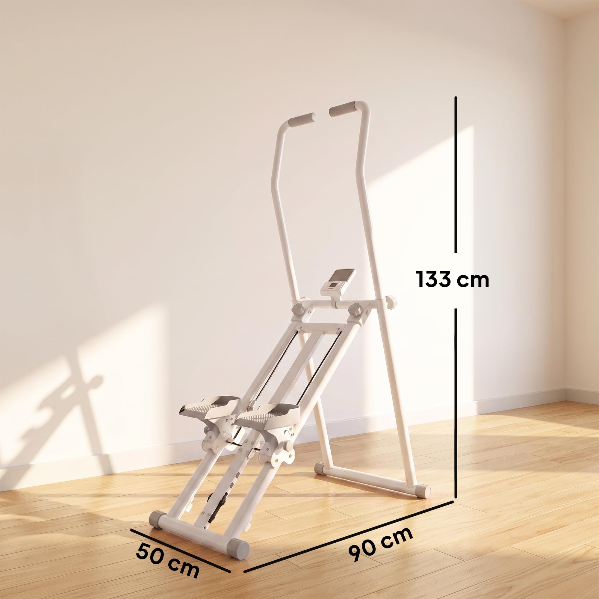 SPORTNOW Stair Stepper Verticale Vertical Climber Display LCD 150 kg Bianco