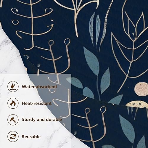 Miniatura 3 de Almohadillas calientes de cocina con diseño de plantas temáticas azules y blancas, alfombrilla grande para platos calientes, resistente al calor,