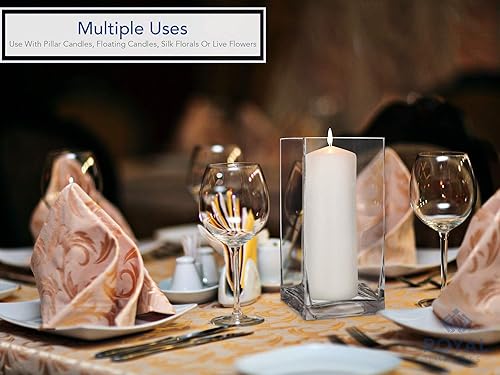 Miniatura 2 de Royal Imports Jarrón de cristal decorativo para el hogar o la boda, forma rectangular alta, 12 pulgadas de alto, apertura de 5 x 5 pulgadas