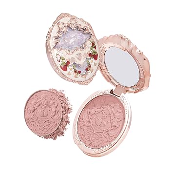 Flower Knows Strawberry Rococo Embossed Blush, Dusty Rose Beige | Buildable Cheek Powder, Blendable Matte Finish, Natural-Looking Flush, Vegan 01 Angel Chanson
