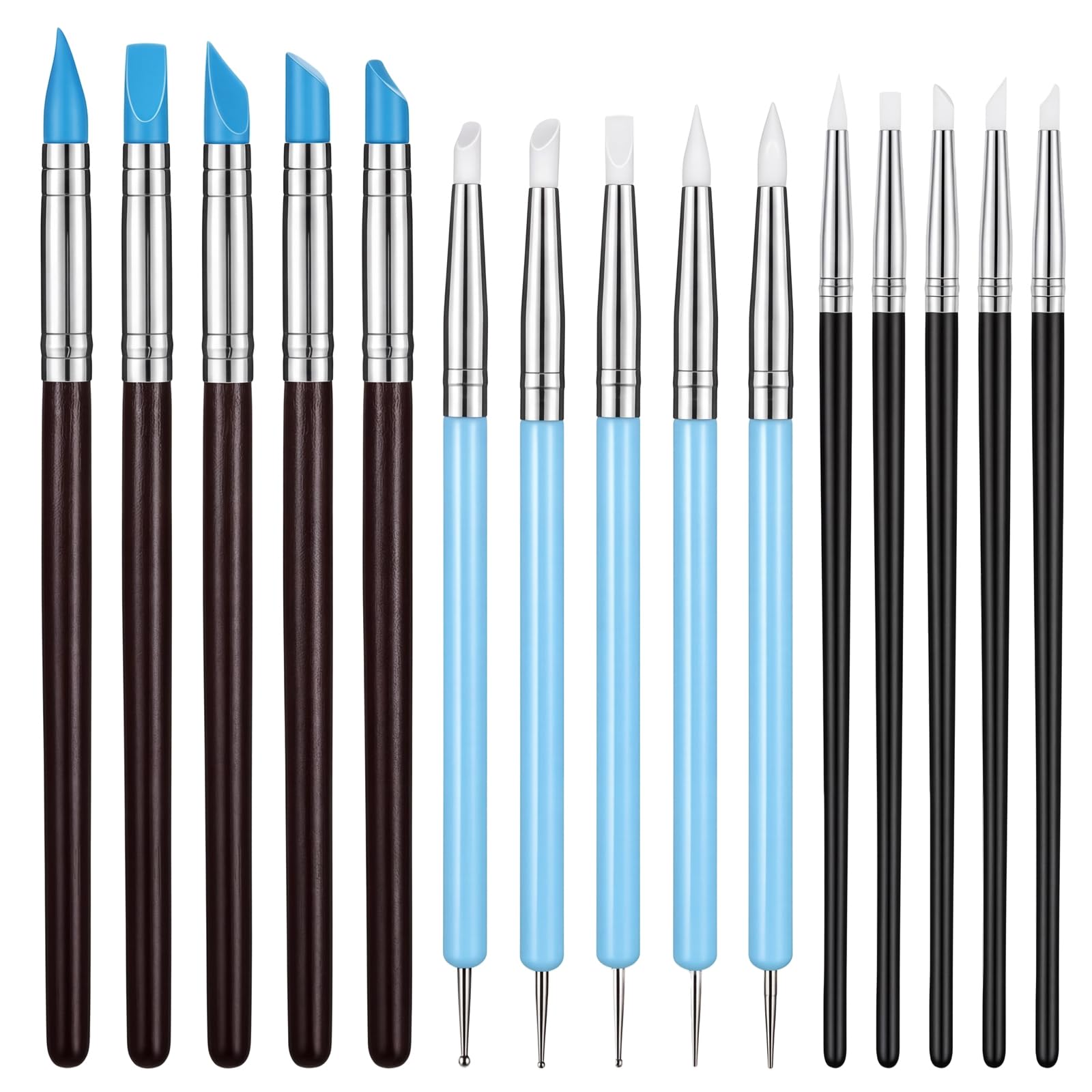 HJZHII 15 Pcs Silicone Clay Sculpting Tool, Modeling Dotting Tool