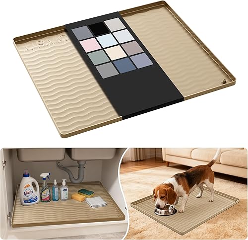 Miniatura 22 de URMONA Tapete de silicona impermeable para debajo del fregadero de 40 x 22 pulgadas, forro para estante de cocina y baño, protector de gabinete y