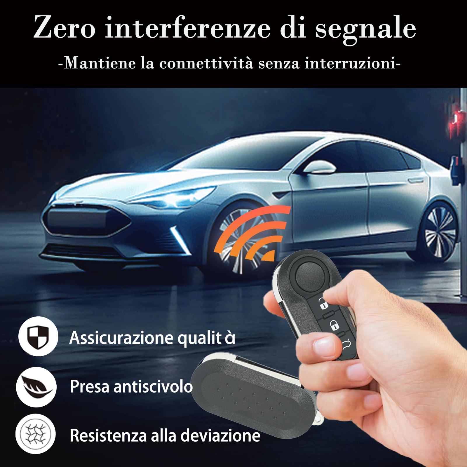 SUPALAND Guscio Chiave Di Ricambio a 3 Tasti Per Telecomando Auto Con Lama Compatibile Con Fiat 500L 500 Punto Evo Grande Bravo Panda Ducato Lancia Con 1 Cacciavite, 1 Catena Portachiavi