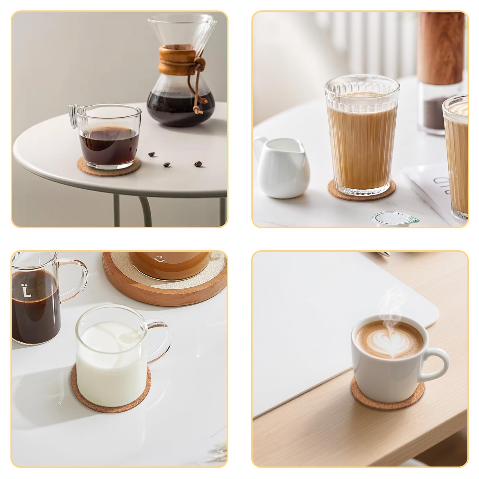 Posavasos Corcho Redondos 10cm Resistentes al Calor para Tazas Vasos Café Cócteles Bar
