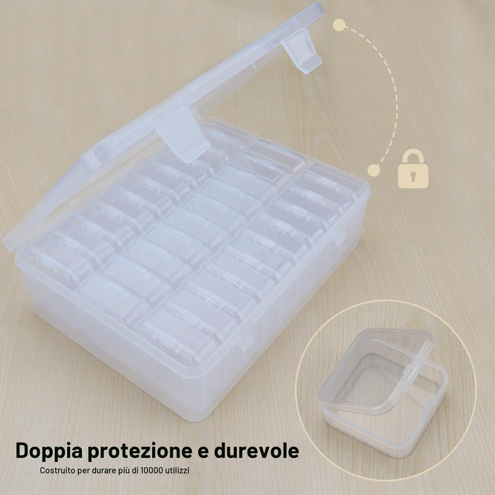 Gbivbe Scatole Plastica Trasparente Piccole, 62 Pezzi Quadrato Mini Scatola per Organizer con Coperchio, Contenitori di Stoccaggio per Perline Gioielli e altri Piccoli Oggetti