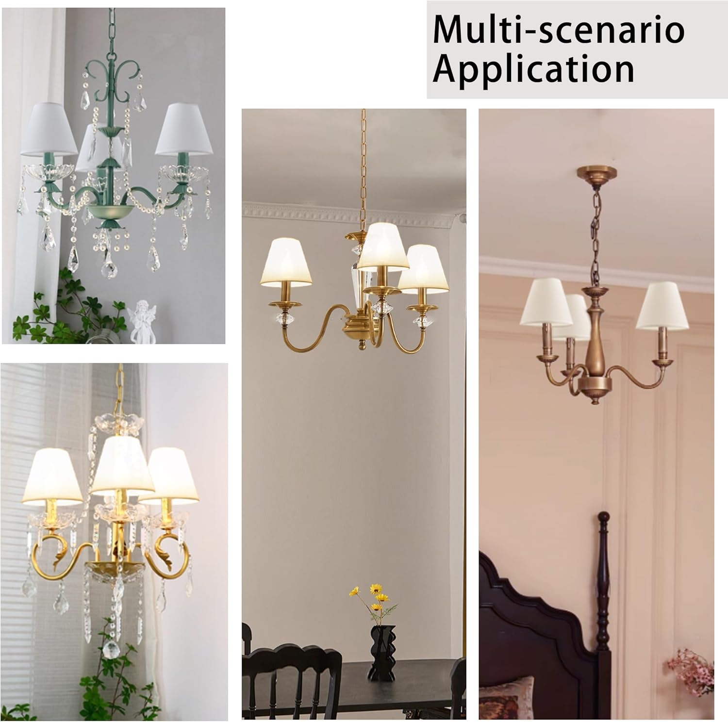 Small Lamp Shade Chandelier Shades Set of 3，Fabric Lampshade for Wall Lamp，Chandelier Shades，Small Table Lamps，For Cutting Edge Bulbs, Clip-on Fitter Lampshade，3" X 6" X 5"