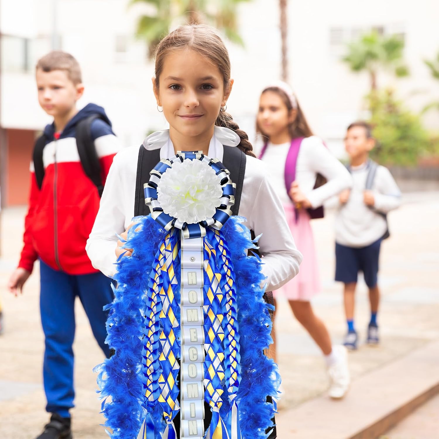 Wavwavw 4 Pcs Homecoming Mum Supplies, DIY Ribbon Braids, Royal Blue