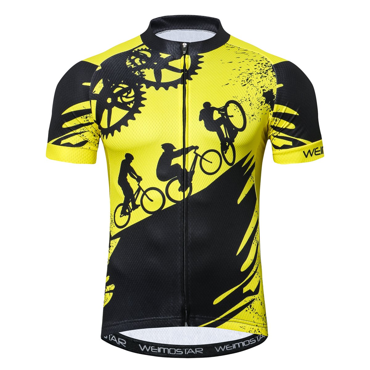 Weimostar, abbigliamento sportivo di alta qualità, da bicicletta, maglia da ciclismo, a manica corta, da uomo per MTB, in jersey estivo, traspirante, colore nero