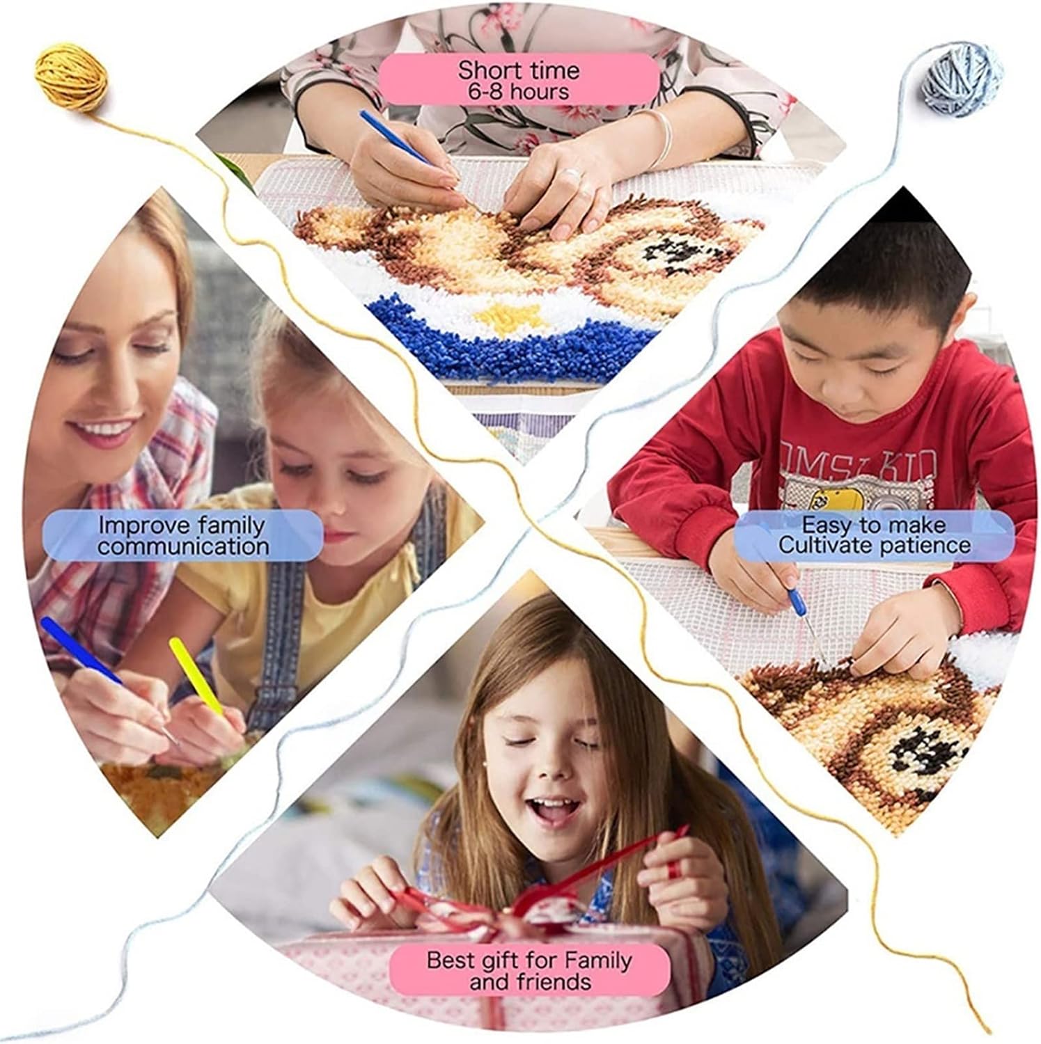 Beautiful View Latch Hook Rug Kit Carpet Mat Needlework DIY Tapestry Yarn Hooking Craft with Crochet Color Pre-Printed Pattern Design for Adult Kid Crocheting Home Decoration (D 80 * 115cm) image 2