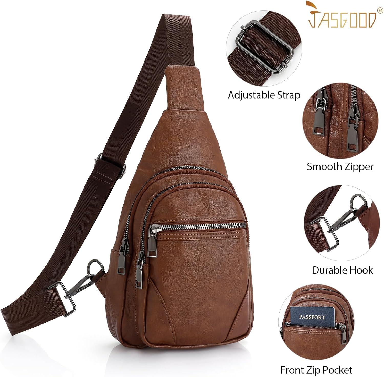 JASGOOD Anti Theft Small Sling Bag for Women Leather Fanny Packs Crossbody Bags Trendy Anti-Theft Sling Purse for Travel - Image 7