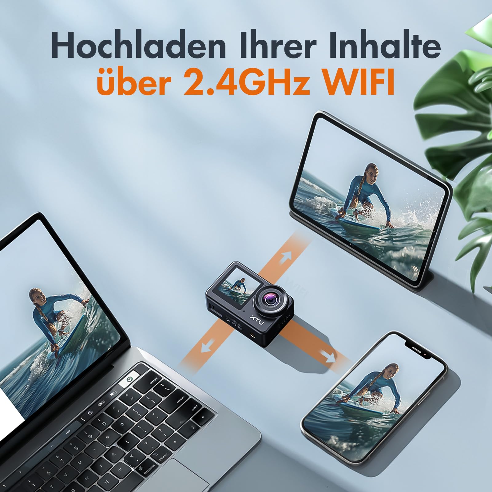XTU S6 Action Cam 4K WiFi – Action Kamera mit 4K/30FPS, 20MP, EIS Bildstabilisierung, 170° Weitwinkel, Unterwasserkamera 40m, Touchscreen Actionkamera für Motorrad, Fahrrad & Outdoor