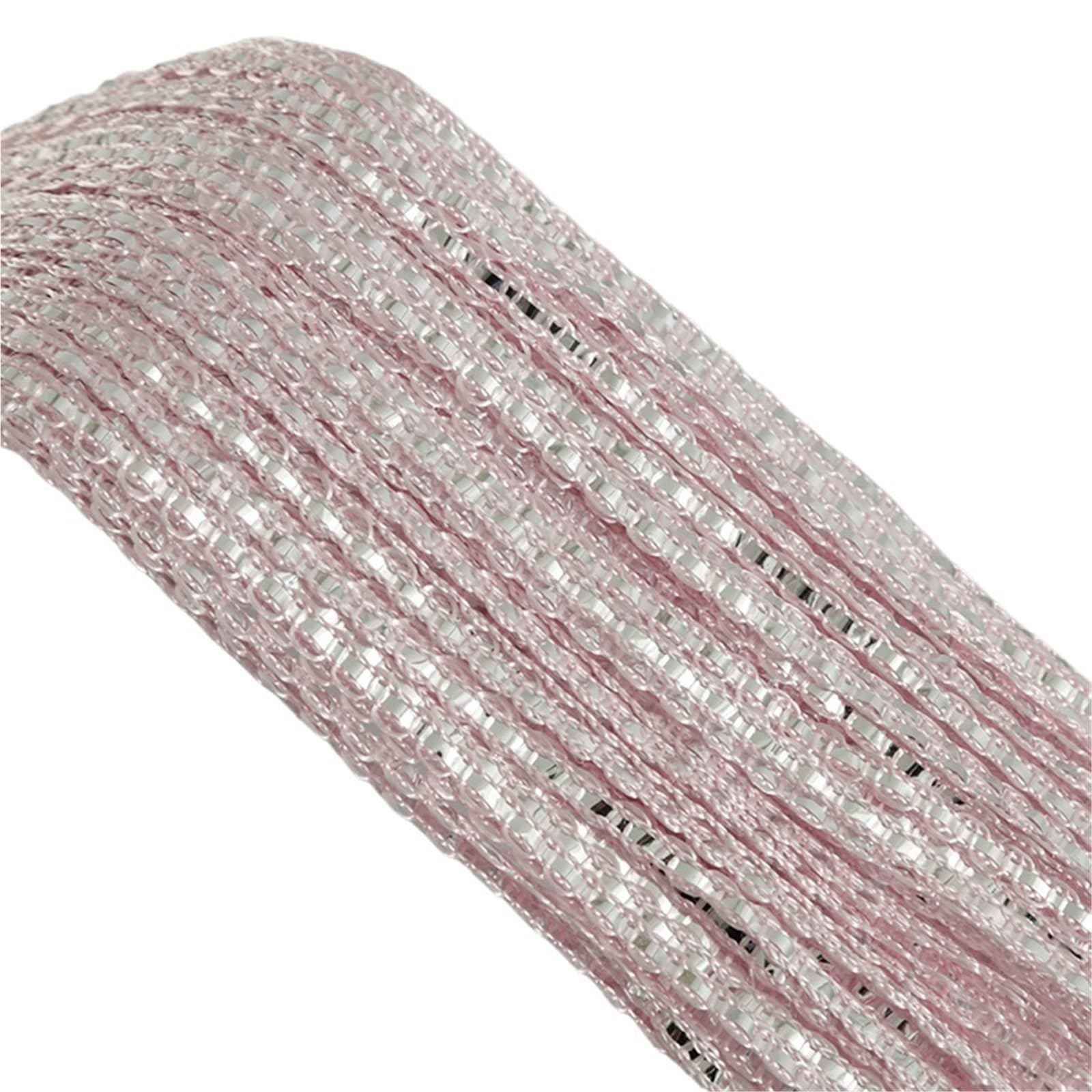 DFGBAPKBL beaded door curtain 1 Piece Silver Thread Glitter Rope Curtain Bead Decoration Room, Partition Beads Tassel Polyester Fabric For Living(Pink)