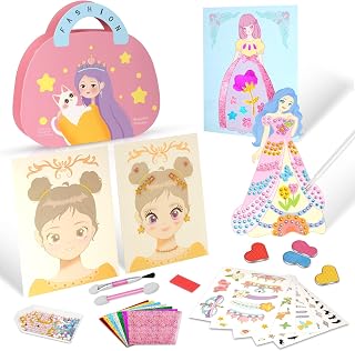 Aomig Juegos de Maquillaje en Papel, Juego de Maquillaje de Princesa Brillo, Juegos de Vestir Princesas Maquillaje para Niñas, Regalo de Princesa Cumpleaños Navidad para Niña, Rosa