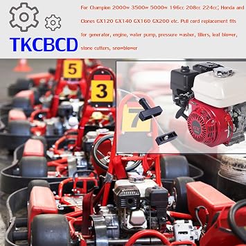 GX390 420cc Generator 5000 6500 7000 8500 9000 9500 Pull Cord Compatible with Honda Champion GX340 396cc 4.5mm Generator Pull Cord Rope 4.65ft w/Starter Handle Grip(5 Rope and 2Handle)