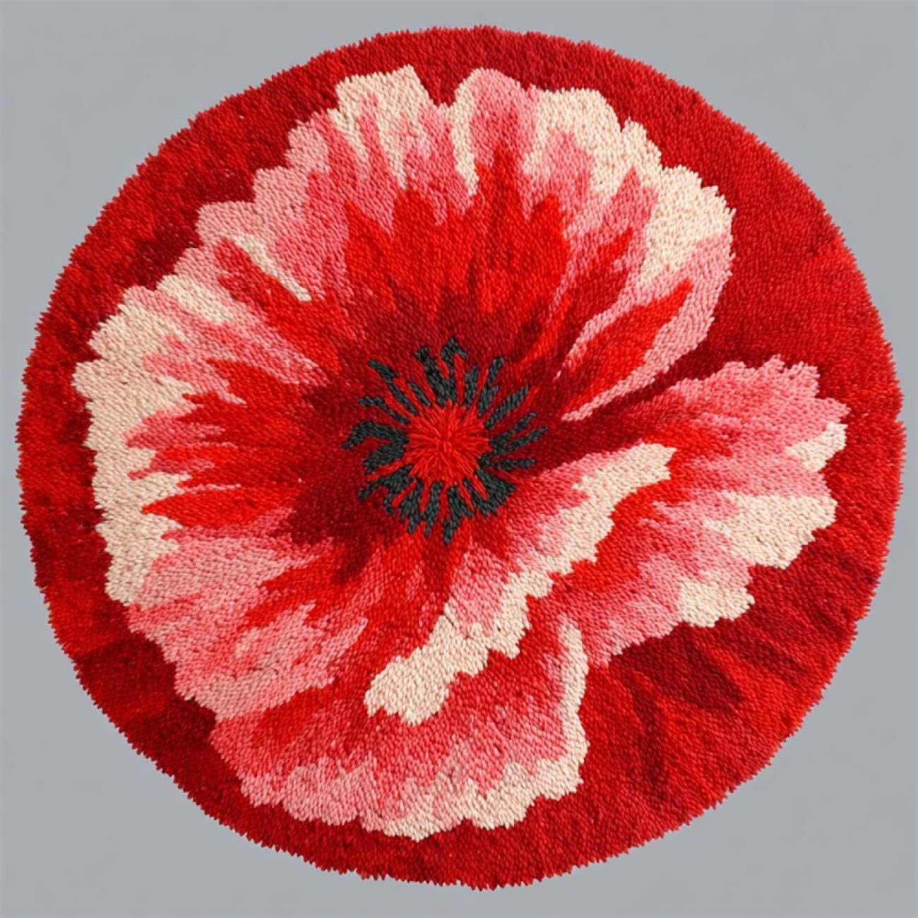 Kitquiver Rug Making Kit for Adults Red Flowers 50x50cm