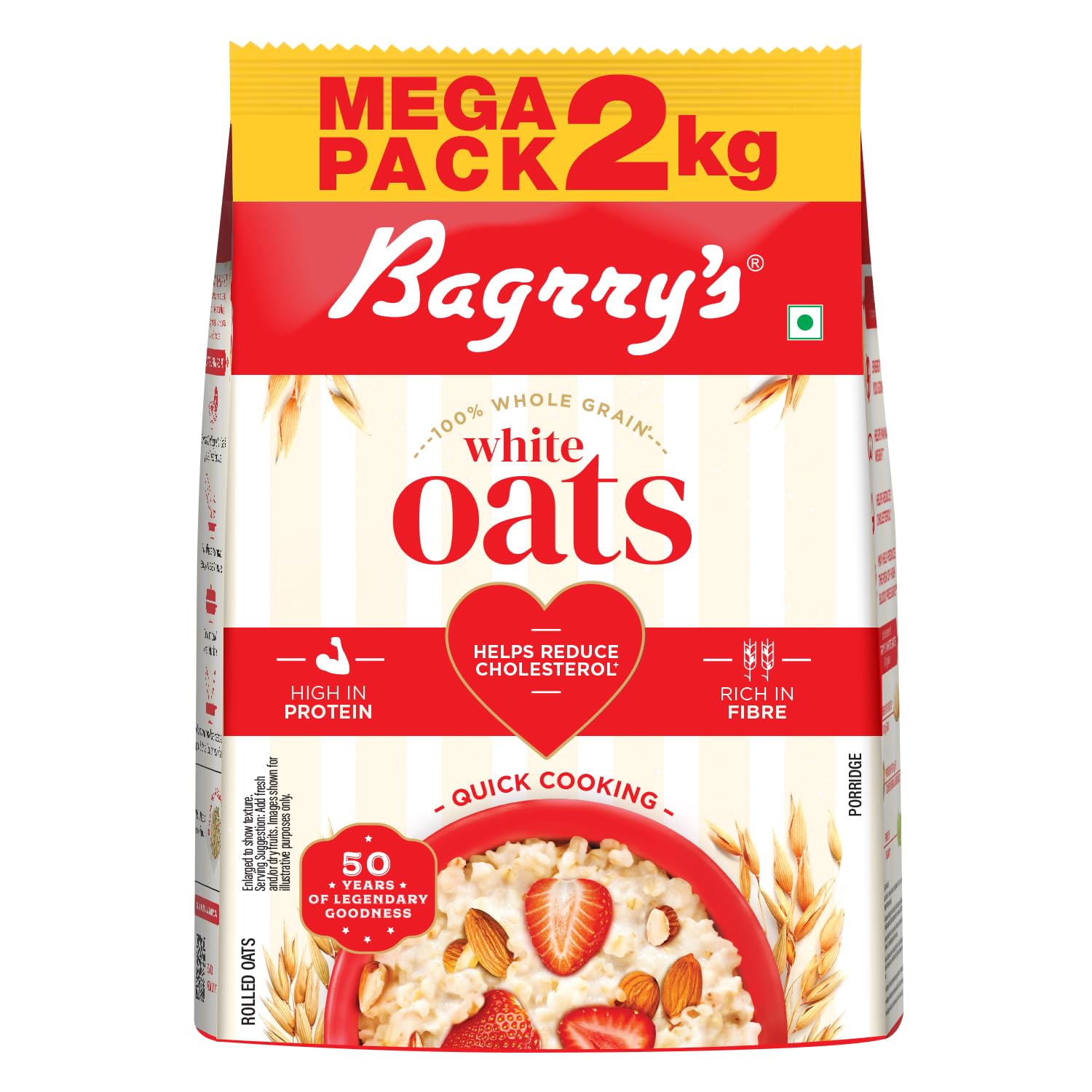 Bagrry's White Oats 2kg | Premium Whole Grain Oats | High Fibre & Protein | Non-GMO & No Added Preservatives | Supports We... - Review, Price and Buying Guide