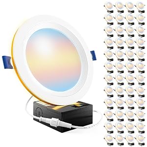 Sunco 48 Pack 6 Inch LED Recessed Light with Night Light Flush Mount Ceiling Light Baffle Trim Slim