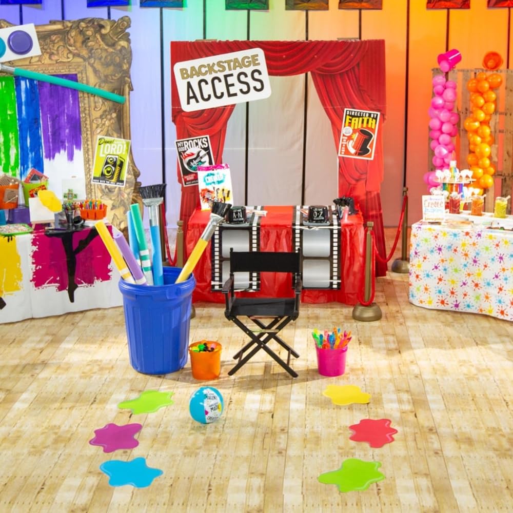 Fun Express Little Artist Party Placemats - Shaped Like Paint Splats, Party Supplies - VBS Vacation Bible School Supplies/Decor - Set of 12 - Image 2